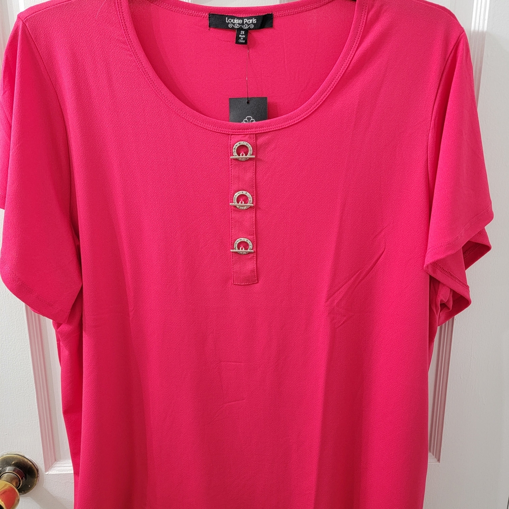 Louise Paris Pink Button Detail Tee